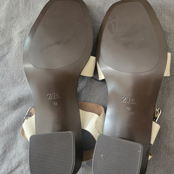 Zara Women's Black and Cream Fisherman Sandals With Heel Size 11 NWT - Picture 6 of 8